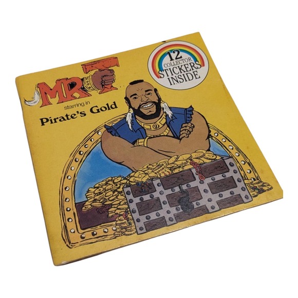 Vintage 1984 Mr. T “Pirate’s Gold” Softcover Book with 12 Original Stickers - Picture 1 of 2